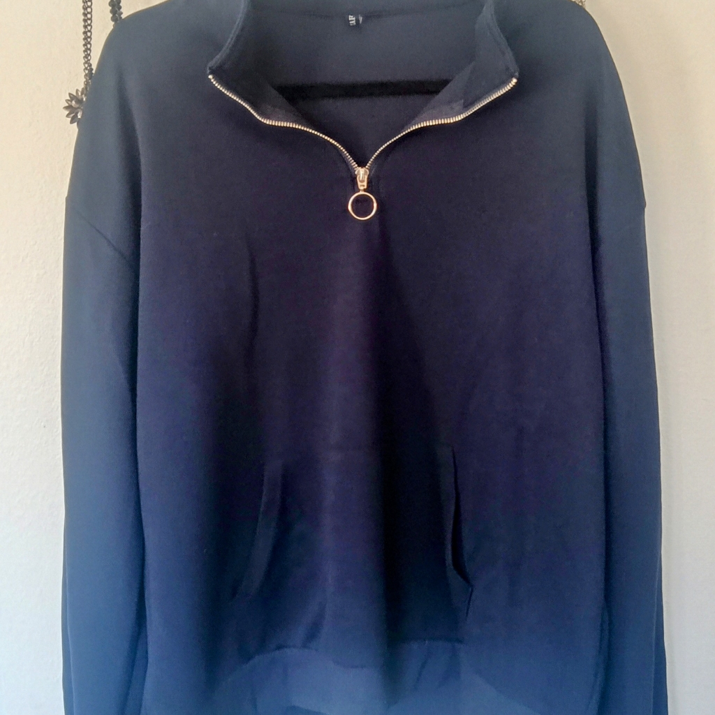 Nautical Sweatshirt Navy Half Zip Size Xl By Zaful